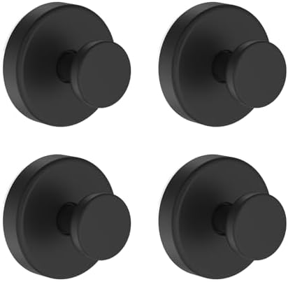 Suction Cup Hooks for Shower, Removable Towel Hooks for Bathroom Window Glass Door Wall, Bath Robe Looafh Hook for Hanging - 4 Pack, Black