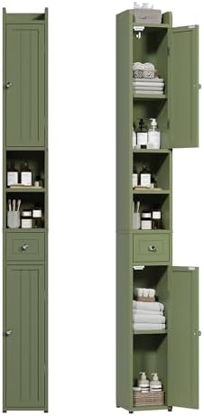 ChooChoo Narrow Bathroom Storage Cabinet with Adjustable Shelves and Drawer