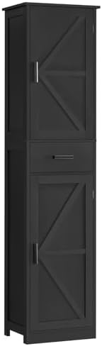 TEENFON Tall Bathroom Cabinet, Storage Cabinet with 6 Shelves & Drawer