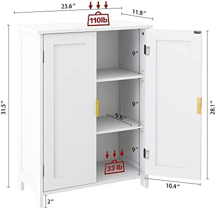 TaoHFE White Bathroom Storage Cabinet,Bathroom Cabinets Freestanding