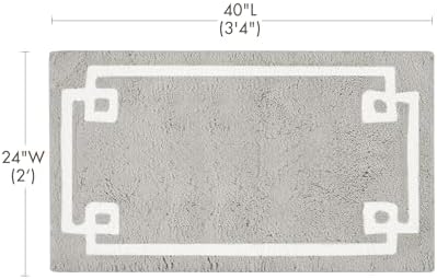 Madison Park Evan 100% Cotton Bath Rug Plush Absorbent, 24" x 40", Grey