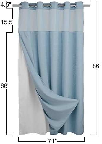 River Dream Heavyweight Waffle No Hook Shower Curtain with Liner,Blue,71x86