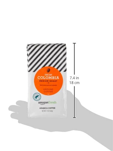 Amazon Fresh Decaf Colombia Ground Coffee, Medium Roast, 12 Ounce (Pack of 2)
