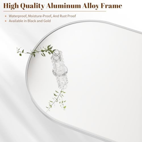 BEAUTYPEAK 32"x42" Arch Bathroom Wall Mirror, Silver