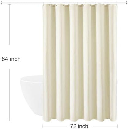 Gibelle Extra Long 230GSM Heavy Duty Ivory Shower Curtain, 72 x 84