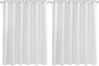 Nasitos Fabric Shower Curtain Liners with Magnets 2 Pack 70X72 Inch White