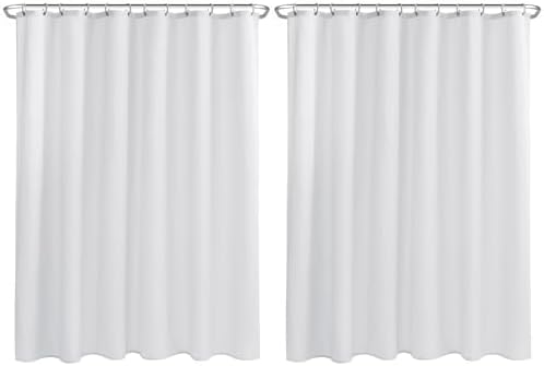 Nasitos Fabric Shower Curtain Liners with Magnets 2 Pack 70X72 Inch White