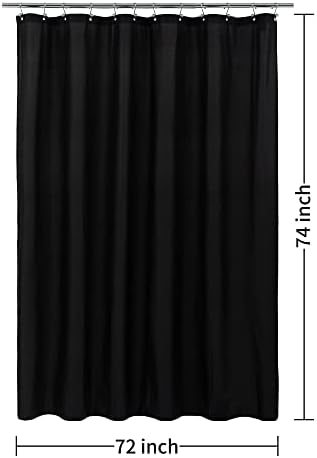 ALYVIA SPRING 72x74 Long Waterproof Fabric Shower Curtain or Liner Black