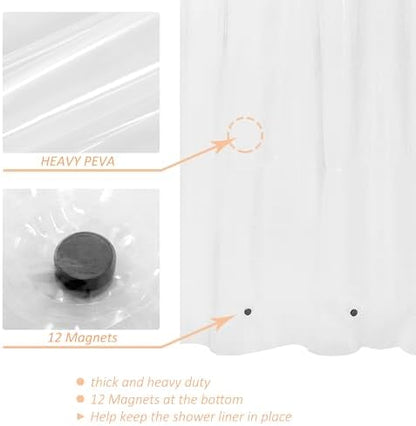 Mrs Awesome Clawfoot Tub Shower Curtain Liner with 12 Magnets 180x70, Clear
