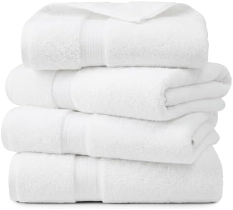 Superior Egyptian Cotton Plush & Absorbent, Bath Towel Set of 4, White