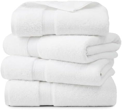 Superior Egyptian Cotton Plush & Absorbent, Bath Towel Set of 4, White