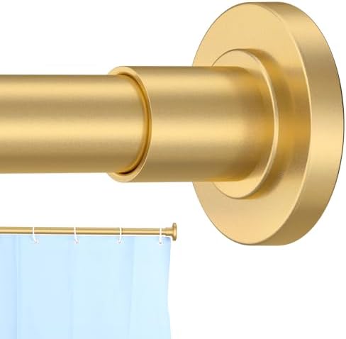 CorkLatta Gold Shower Curtain Rod 31 to 80 Inch,1 Inch Diameter Adjustable Spring Tension Stainless Steel Telescoping Rod,Easy Install,No Rust