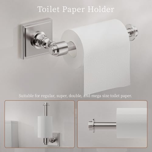 VEHCIL Brushed Nickel Bathroom Accessories Set, 5-Piece Bathroom Hardware Set, 24 Inch Towel Bar, SUS304 Stainless Steel, Towel Racks for Bathroom Wall Mounted Towel Ring Toilet Paper Holder Hooks