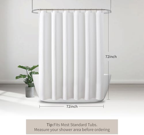 White 256GSM Heavy Duty Waffle Weave Shower Curtain, 72"x72"