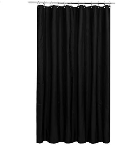 N&Y HOME Fabric Shower Curtain or Liner Extra Long 72 x 84 Inches, Black