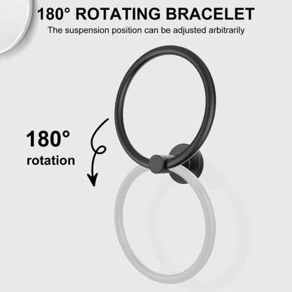 SetSail Towel Holder for Bathroom Wall Matte Black Towel Ring, 2 Pack