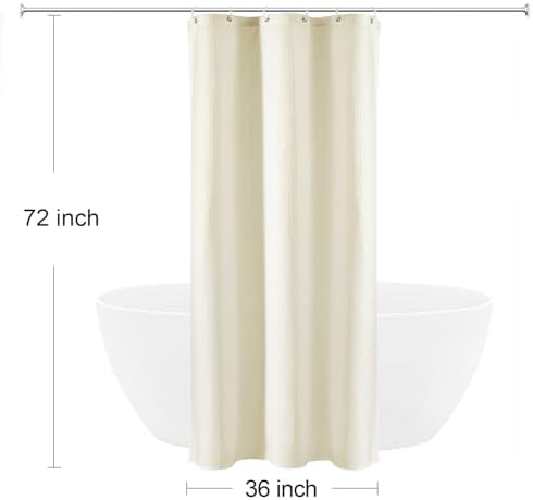 Gibelle Small Stall 230GSM Heavy Duty Ivory Shower Curtain, 36 x 72