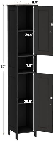 Homleke Tall Bathroom Storage Cabinet with 2 Doors, Slim Bathroom Cabinet
