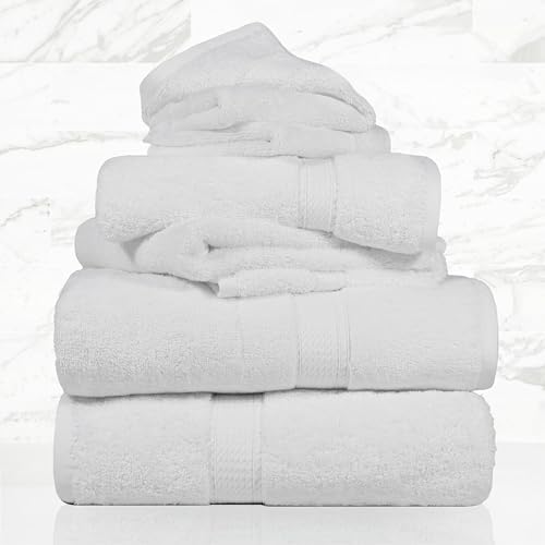SUPERIOR Egyptian Cotton Ultra Plush & Absorbent, 6 Piece Set, White