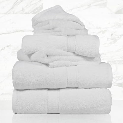 SUPERIOR Egyptian Cotton Ultra Plush & Absorbent, 6 Piece Set, White