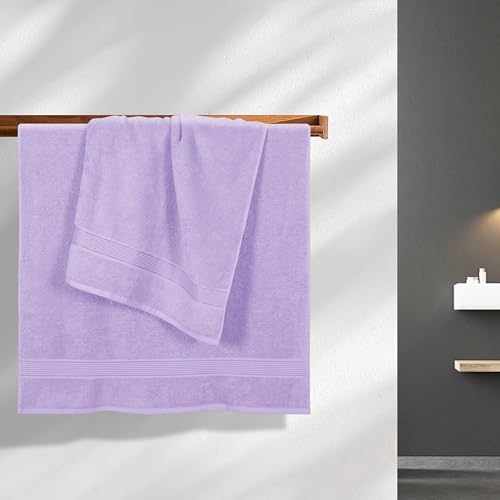 Belizzi Home Cotton 2 Pack Oversized Bath Towel Set 28x55 inches, Large Bath Towels, Ultra Absorbant Compact Quickdry & Lightweight Towel, Ideal for Gym Travel Camp Pool - Dark Purple