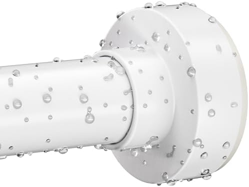 White Shower Curtain Rod 34-66 Inch(2.8-5.5ft) Adjustable Shower Rod