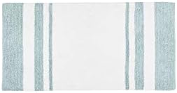 Madison Park Reversible Spa Cotton Bath Rug 100%-Cotton Striped Ultra Soft Water Absorbent, Fast Drying, Bath-Mats, Non-Slip Absorbent Quick Dry Mats for Tub, Shower Room, and Bathroom, 27x45, Aqua