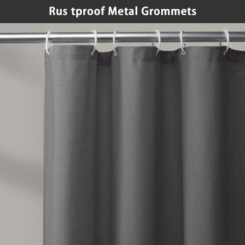 Farmhouse Shower Curtain Button Grey-Grey Stripe 72" W x 72" L