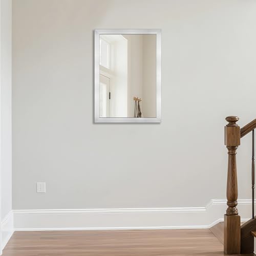 Bathroom Mirror for Over Sink 28x20 Inch Rectangular Wall Mirror, Nickel