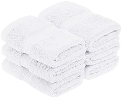 Superior Egyptian Cotton Plush & Absorbent, Face Towel Set of 6, White