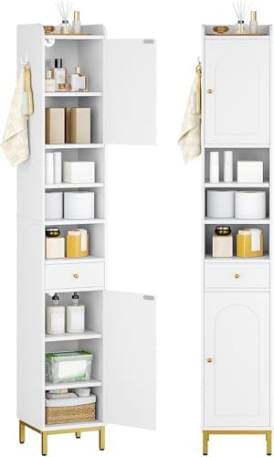 Hzuaneri Tall Bathroom Cabinet with Adjustable Shelves, Storage Cabinet