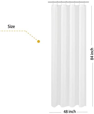 N&Y HOME Fabric Shower Curtain Liner Extra Long Stall Size 48x84, White
