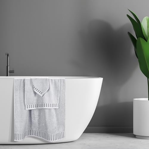 BELIZZI HOME Ultra Soft 3 Pack Cotton Towel Set, Contains a Bath Towels 28x55 inch, a Hand Towels 16x24 inch & a Wash Cloths 12x12 inch, Ideal Everyday use, Compact & Lightweight - Light Grey