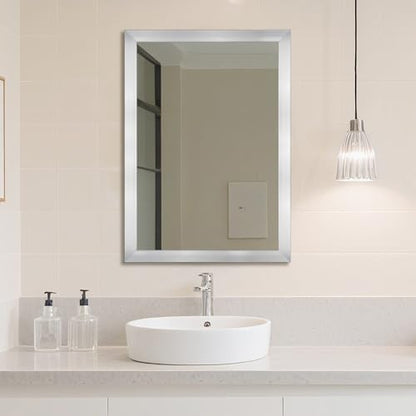 Bathroom Mirror for Over Sink 36x24 Inch Rectangular Wall Mirror, Nickel