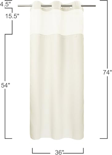 RiverDream Heavyweight Waffle No Hook Shower Curtain with Liner,Cream,36x74