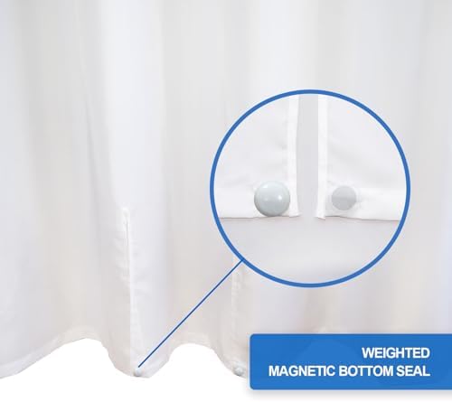80x80 inches Split Shower Curtain for Bath Sliding Transfer Benches, White