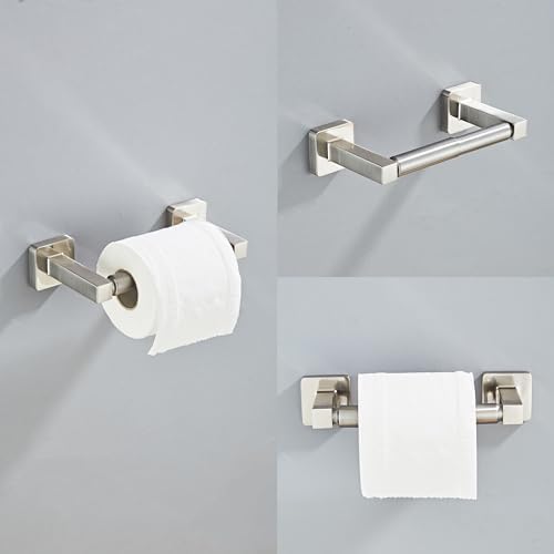 Brushed Nickel Bathroom Hardware Set 4 Pieces,Bathroom Accessories Set Stainless Steel Wall Mounted, Hand Towel Bar, Towel Ring, Robe Towel Hooks,Toilet Paper Holder,Towel Bar Set, 23.6 Inch