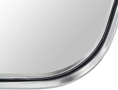 GRACTO 20x30 inch Brushed Nickel Stainless Steel Metal Framed Bathroom Mirror for Wall Mounted Rounded Rectangular Bathroom Vanity Mirror