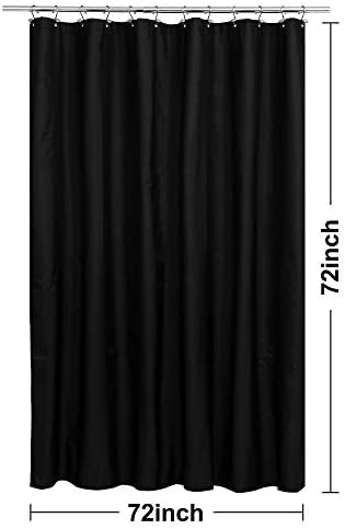 N&Y HOME Fabric Shower Curtain or Liner with Magnets, Black