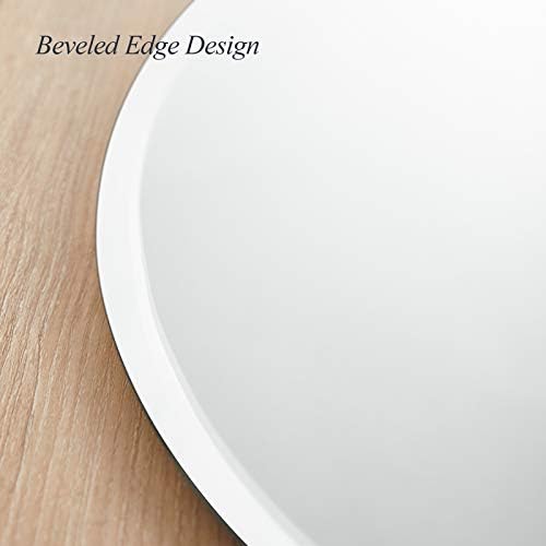 Oval Frameless Wall Mirror, 24 x 36 Inch, Beveled Edge Bathroom Mirror