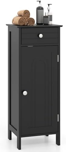 GIANTEX 34.5" Bathroom Cabinet with Drawer & Single Door (Black)