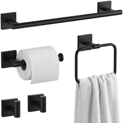 16 in 5-Piece Bathroom Hardware Set, Matte Black