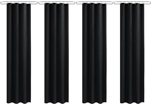 Nasitos Fabric Shower Curtain Liners with Magnets 4 Pcs 36X72 Inch Black