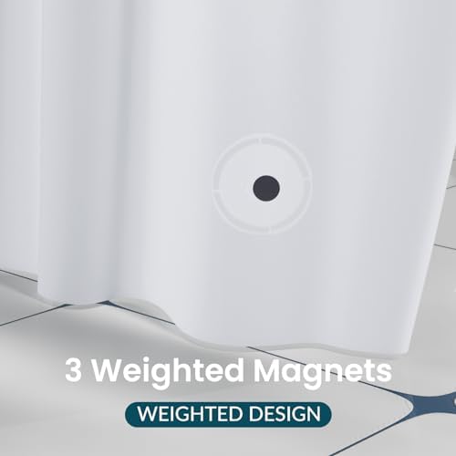 Titanker White Shower Curtain Liner, 60 x 72 PEVA Shower Liner Inside Shower Curtain Liner Washable Shower Curtains for Bathroom with Magnets and Rustproof Metal Grommet Holes