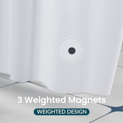 Titanker White Shower Curtain Liner, 60 x 72 PEVA Shower Liner Inside Shower Curtain Liner Washable Shower Curtains for Bathroom with Magnets and Rustproof Metal Grommet Holes