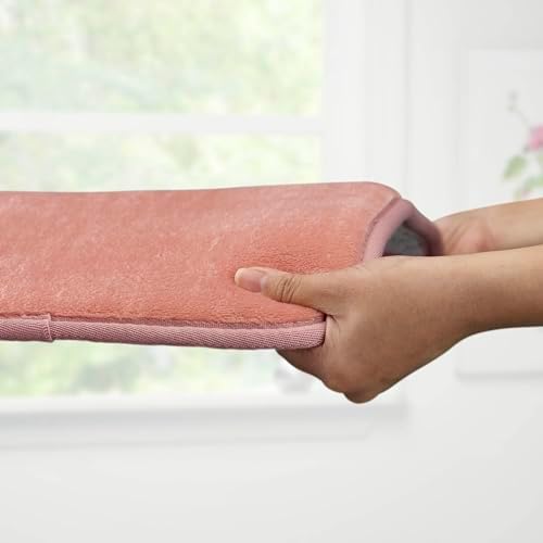 Memory Foam Bath Mat Non Slip Absorbent Super Cozy Velvet Bathroom Rug Carpet (20 inches X 32 inches, Peach)