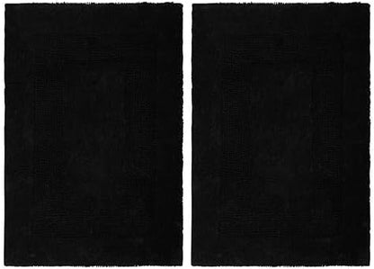 COTTON CRAFT Bath Rugs - 2 Pack Large 20x30 Soft Plush Bath Mats - Black