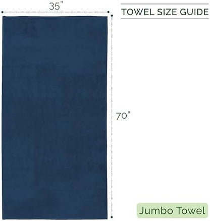 Elegant Comfort 100% Turkish Cotton Corduroy Ribbed Luxury Jumbo Bath Towel Ultra Soft - 35 x 70 Inch - Luxury Spa Premium Hotel Quality Highly Absorbent and Quick Dry Large Bath Towel, Navy