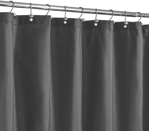 N&Y HOME Fabric Shower Curtain or Liner Extra Long 72 x 84, Graphite Gray