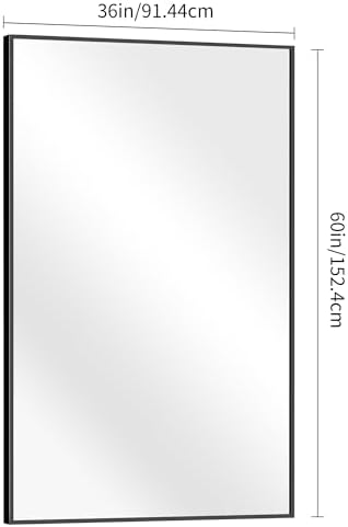 BONEWEI Bathroom Mirror,60x36 inch Large Wall Mirror for Bathroom Wall Mounted Black Rectangle Mirrors,Black Bathroom Mirror for Living Room,Farmhouse,Bedroom Entryway,Horizontal/Vertical